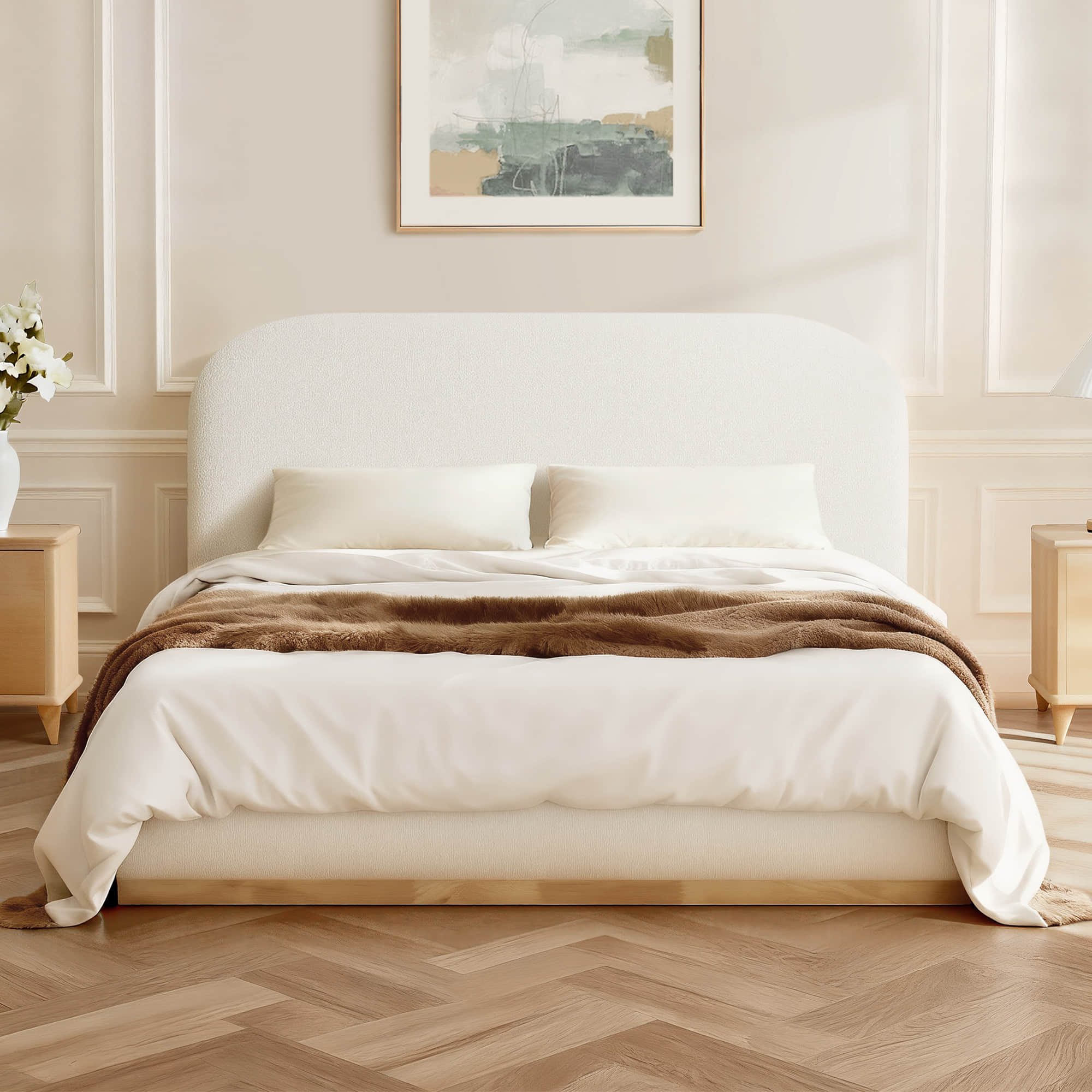 Contemporary Upholstered Platform Bed with Sleek Design