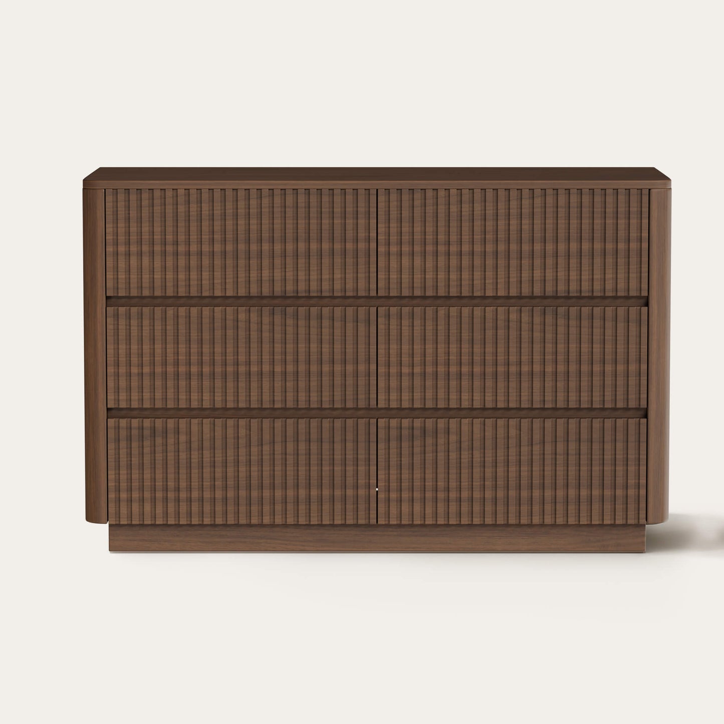 Coral 46" Fluted Double Dresser with 6 Drawers