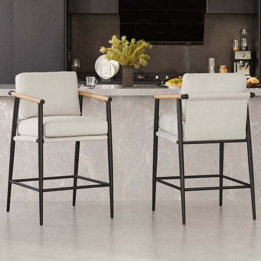 Counter Stool with Sleek Metal Legs and Upholstered Seat