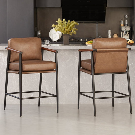 Counter Stool with Sleek Metal Legs and Upholstered Seat