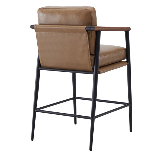 Counter Stool with Sleek Metal Legs and Upholstered Seat