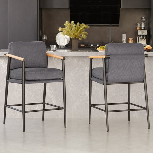 Counter Stool with Sleek Metal Legs and Upholstered Seat