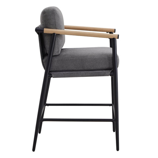 Counter Stool with Sleek Metal Legs and Upholstered Seat