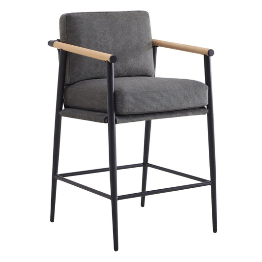 Counter Stool with Sleek Metal Legs and Upholstered Seat