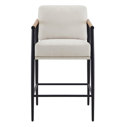 Counter Stool with Sleek Metal Legs and Upholstered Seat