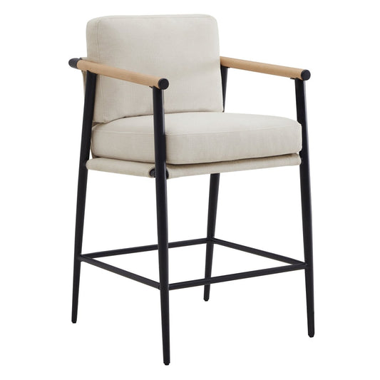 Counter Stool with Sleek Metal Legs and Upholstered Seat