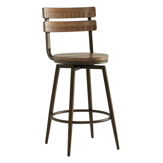 Counter Stools with Industrial Wood Seat and Metal Frame
