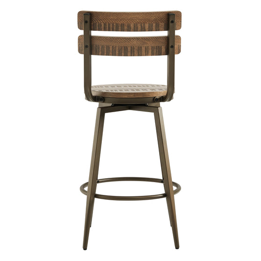 Counter Stools with Industrial Wood Seat and Metal Frame