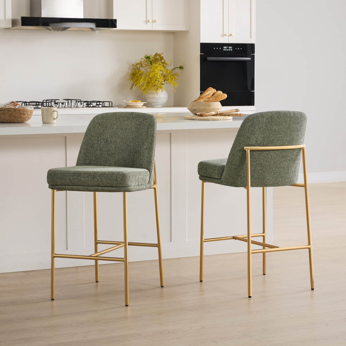 Counter Stools with Metal Base and Comfortable Backrest