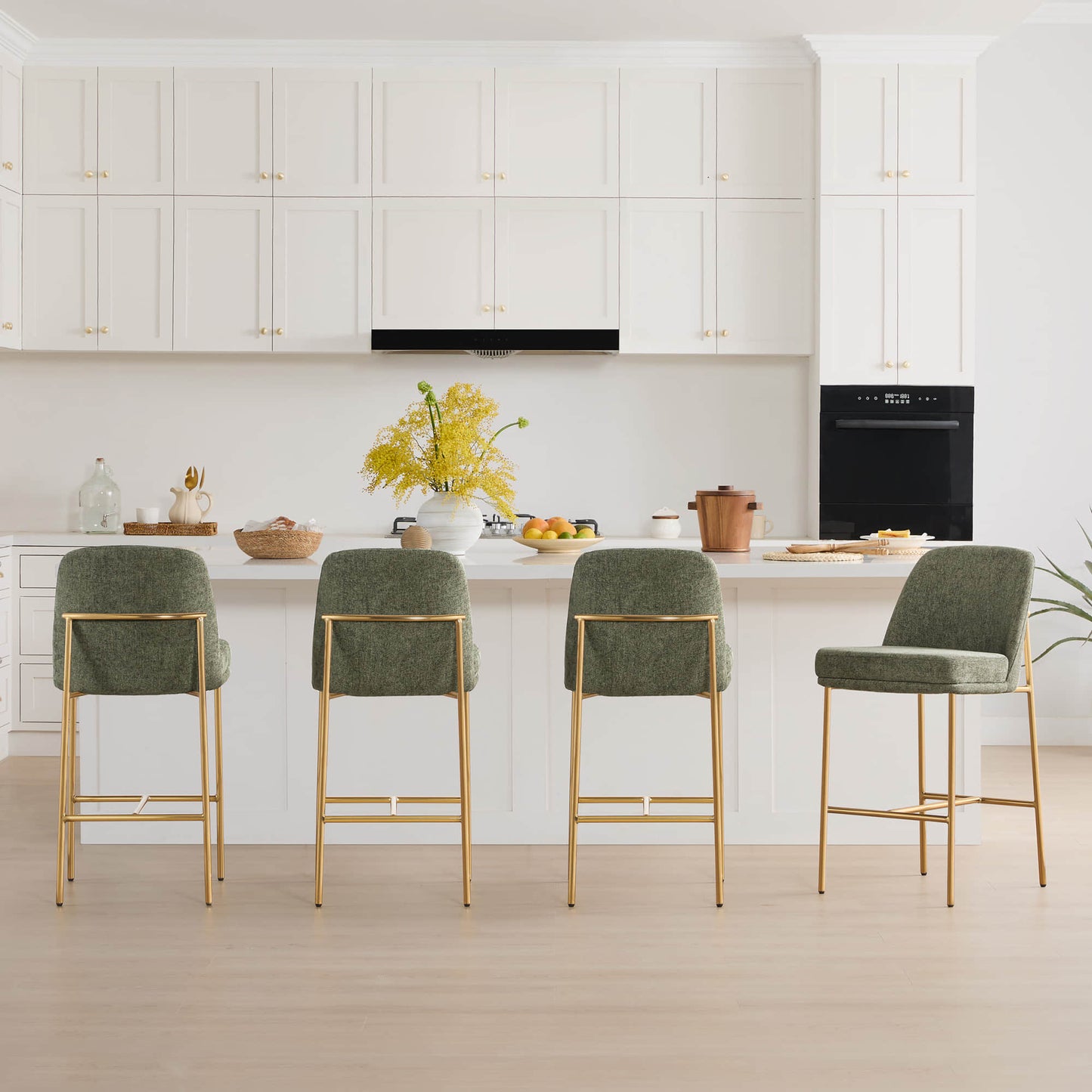 Counter Stools with Metal Base and Comfortable Backrest