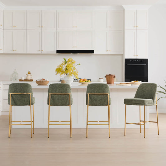 Counter Stools with Metal Base and Comfortable Backrest