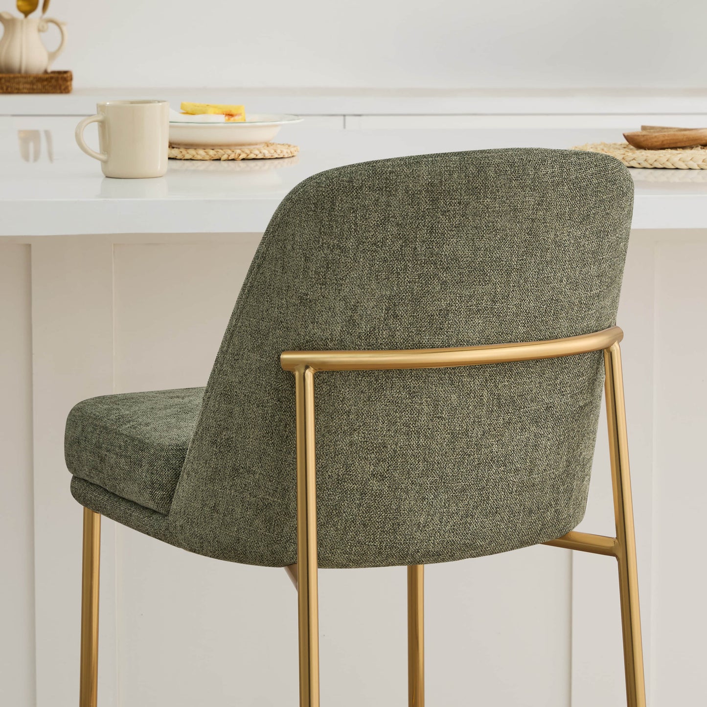 Counter Stools with Metal Base and Comfortable Backrest