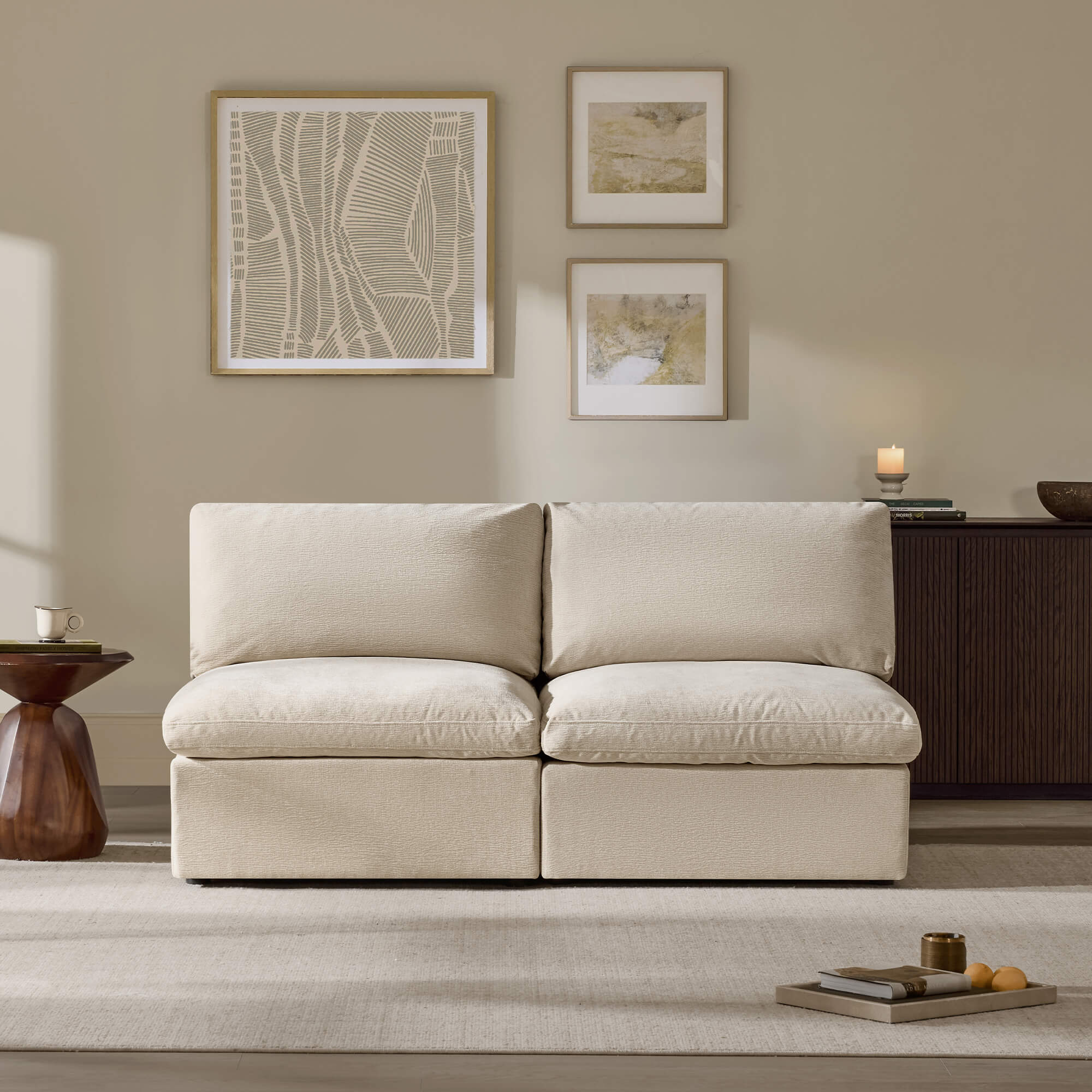 Cozy Chenille Armless Chair with Modern Design