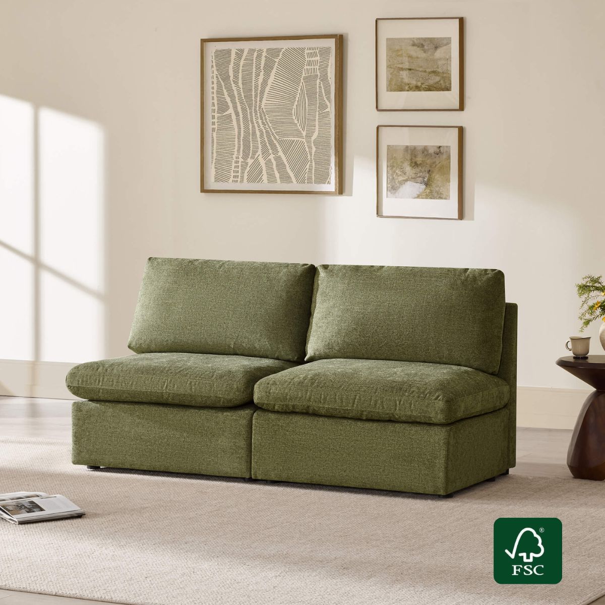 Cozy Chenille Armless Chair with Modern Design