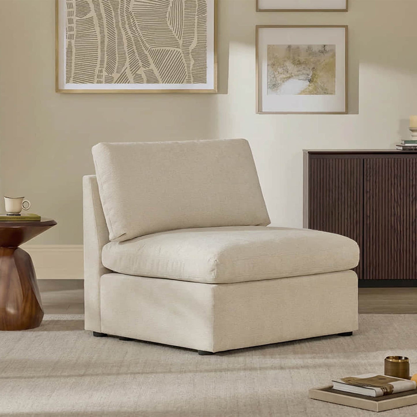 Cozy Chenille Armless Chair with Modern Design