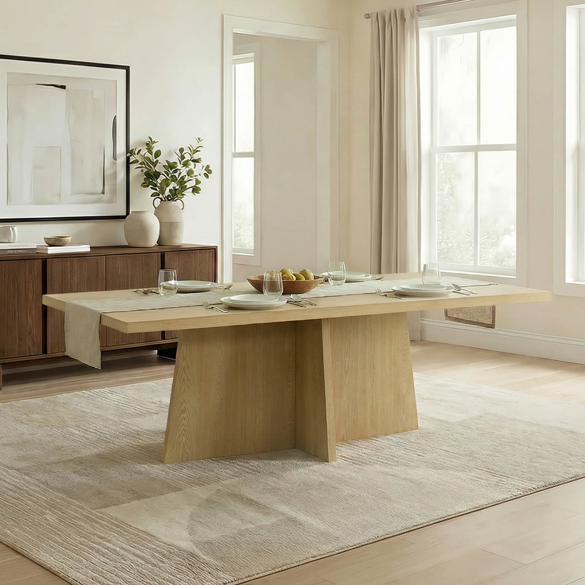 Cross Pedestal Dining Table in Solid Wood