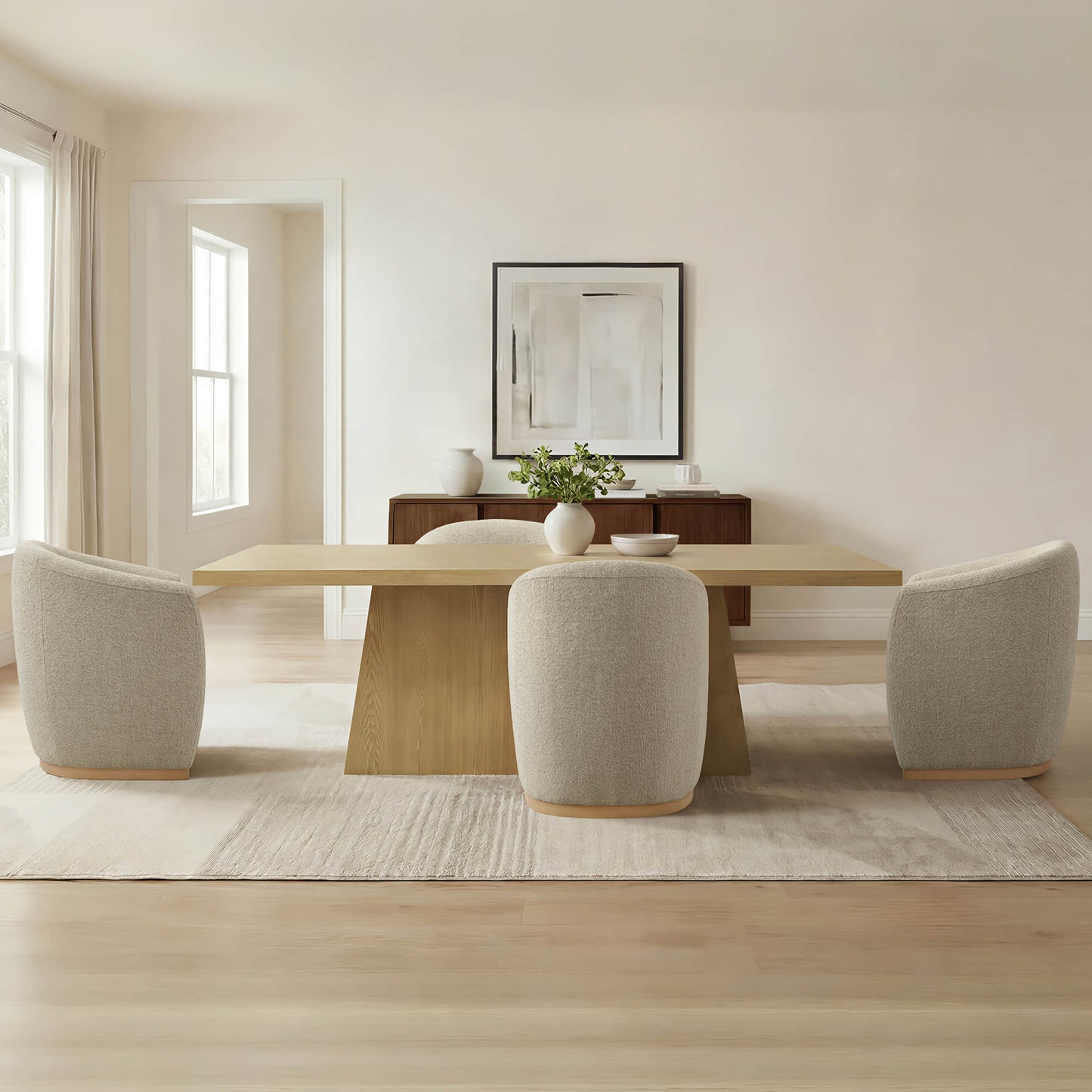 Cross Pedestal Dining Table in Solid Wood