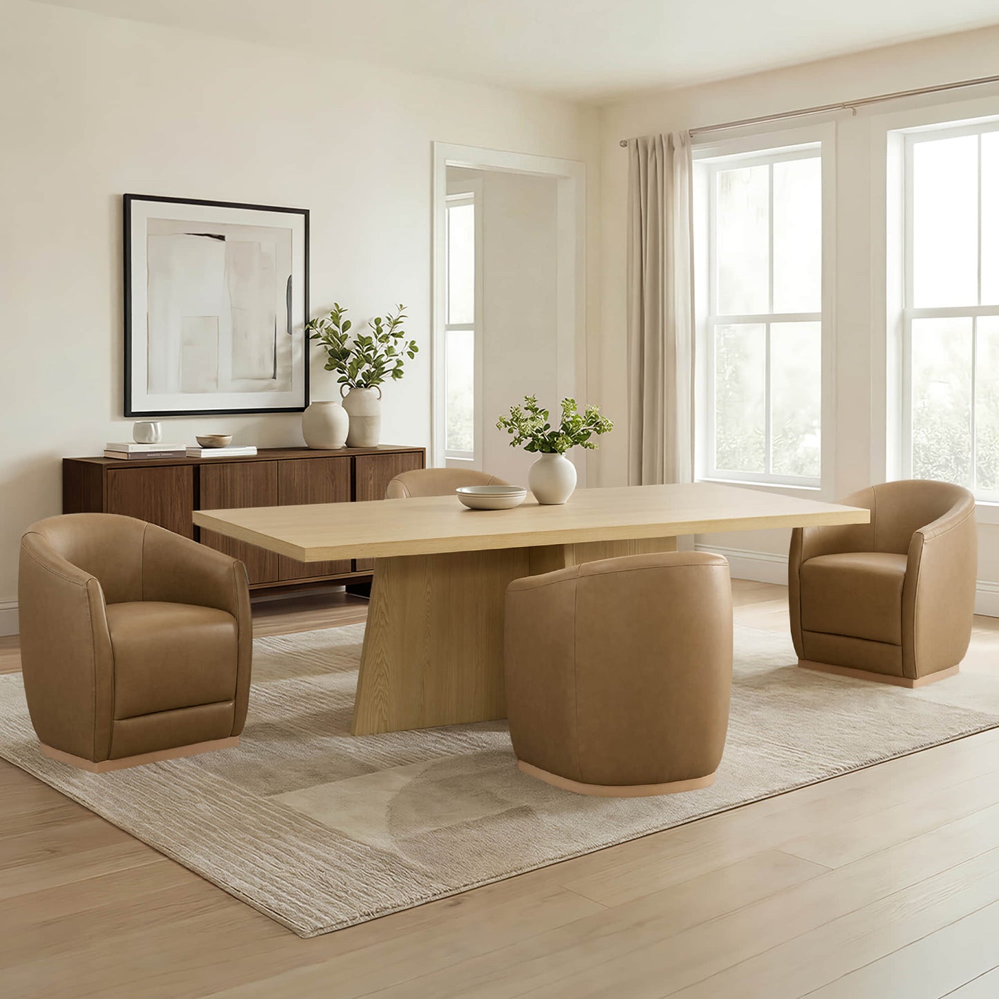 Cross Pedestal Dining Table in Solid Wood