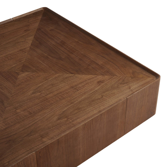Cube Storage Coffee Table in Walnut with Two Drawers