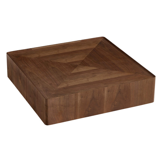 Cube Storage Coffee Table in Walnut with Two Drawers