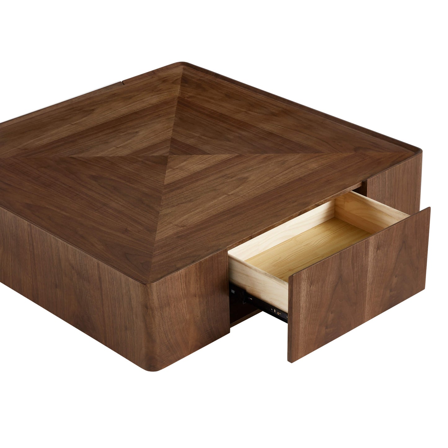 Cube Storage Coffee Table in Walnut with Two Drawers