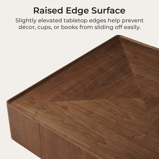 Cube Storage Coffee Table in Walnut with Two Drawers