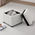 Cube Storage Ottoman in Fabric and Leather Blend