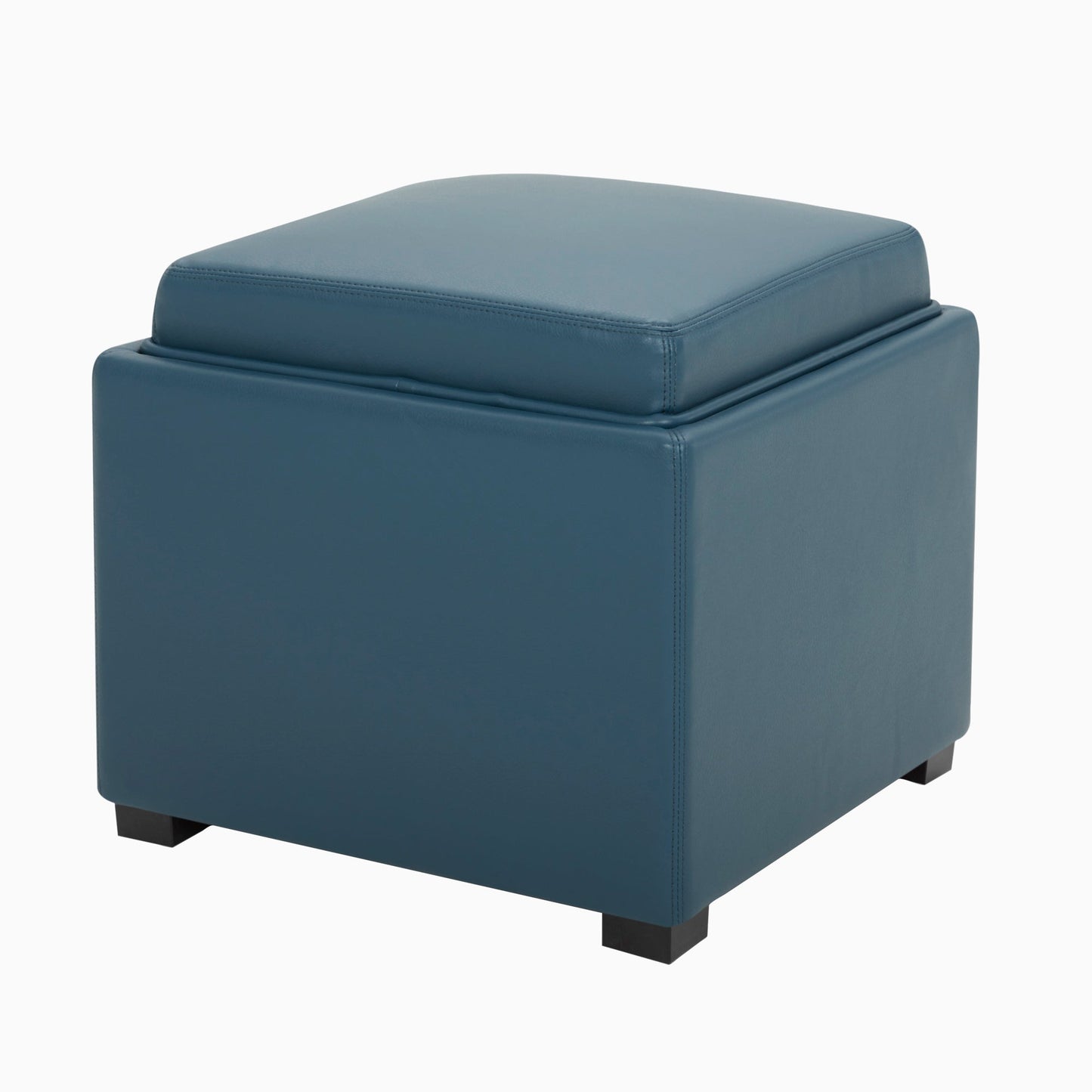 Cube Storage Ottoman in Fabric and Leather Blend