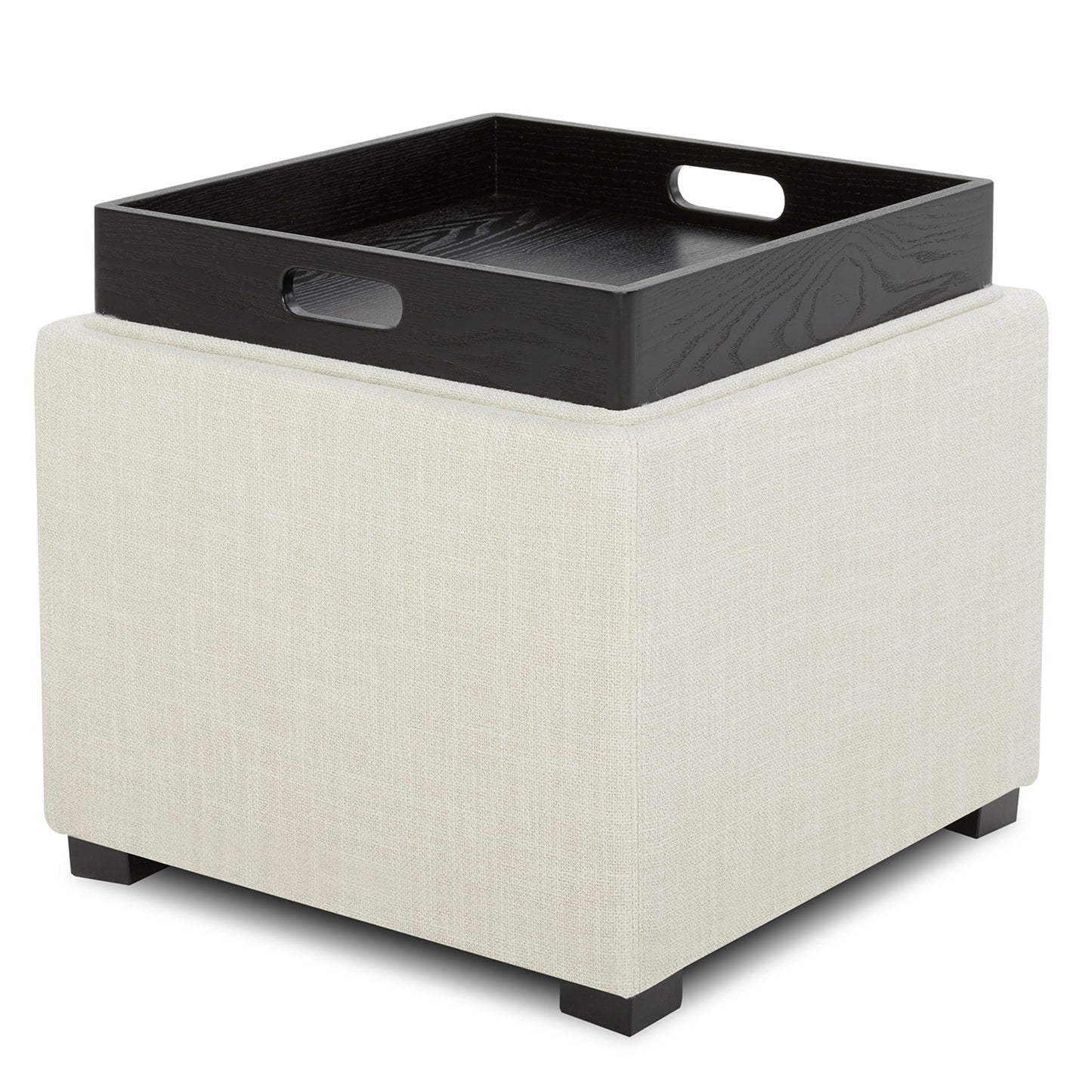 Cube Storage Ottoman in Fabric and Leather Blend