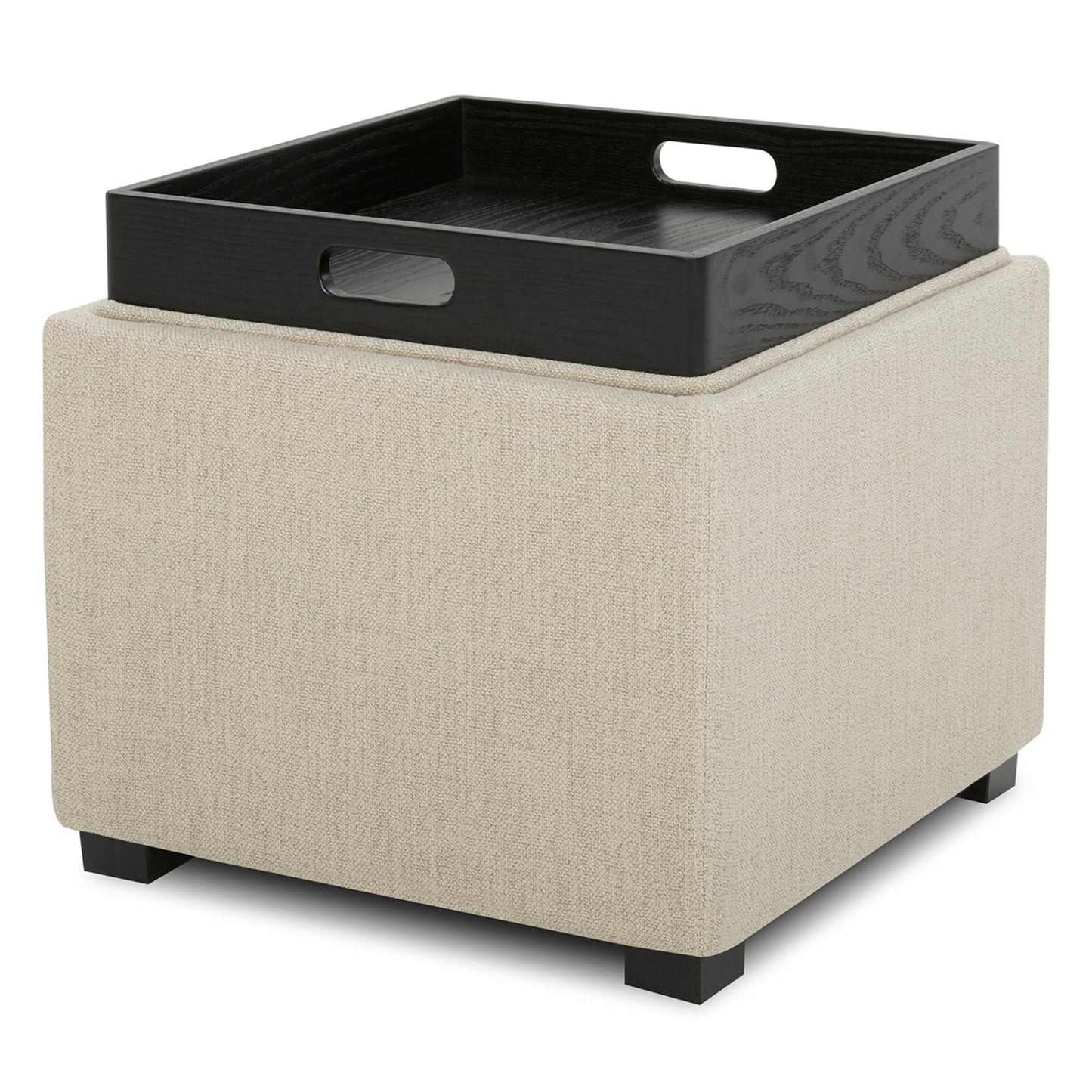 Cube Storage Ottoman in Fabric and Leather Blend