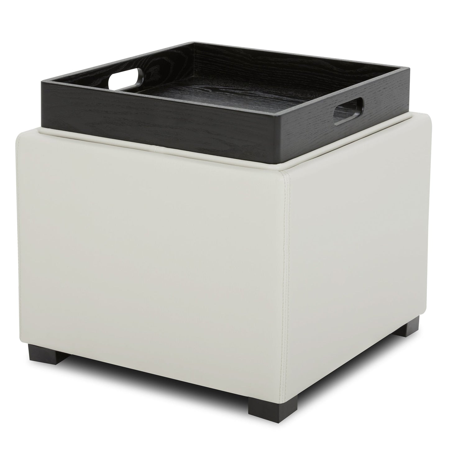 Cube Storage Ottoman in Fabric and Leather Blend