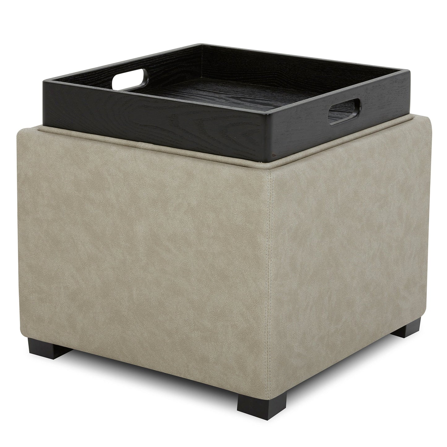 Cube Storage Ottoman in Fabric and Leather Blend