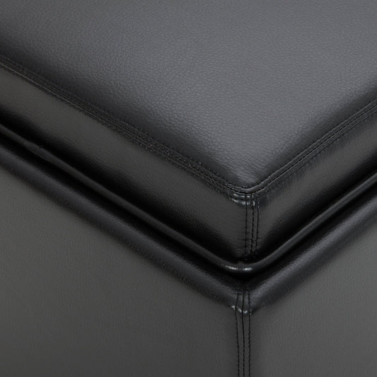 Cube Storage Ottoman in Fabric and Leather Blend