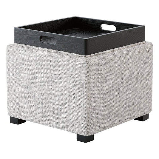 Cube Storage Ottoman in Fabric and Leather Blend