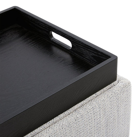 Cube Storage Ottoman in Fabric and Leather Blend