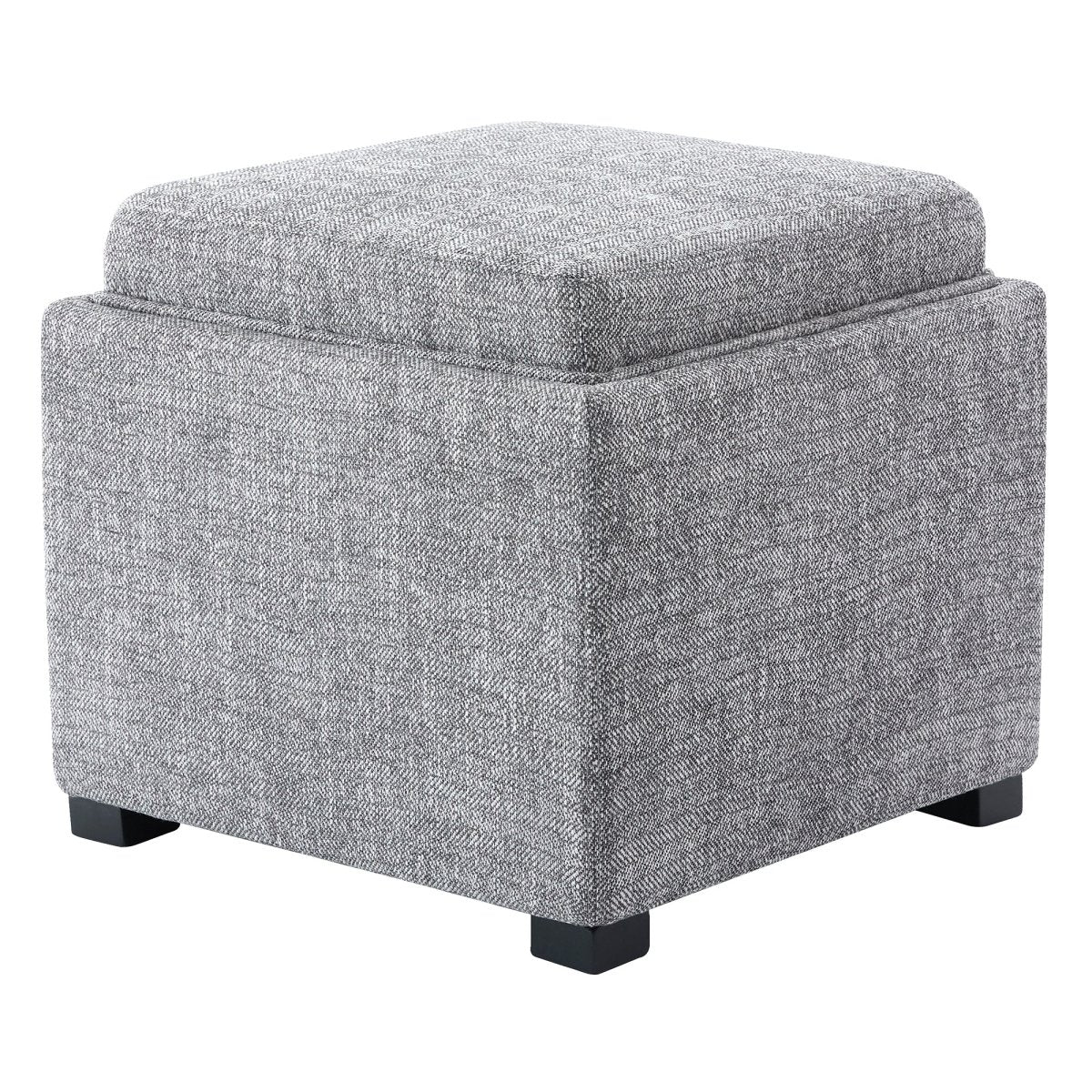 Cube Storage Ottoman in Fabric and Leather Blend