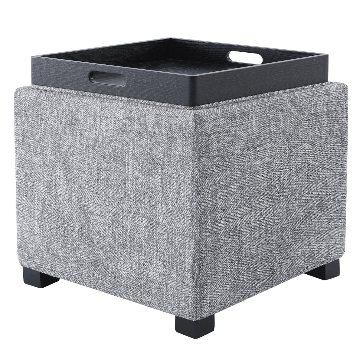 Cube Storage Ottoman in Fabric and Leather Blend