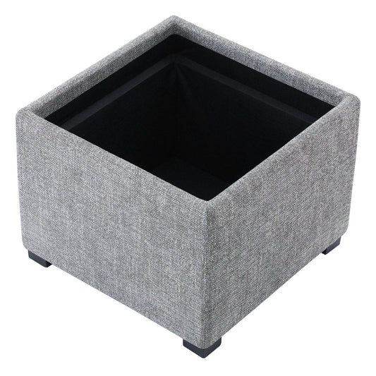 Cube Storage Ottoman in Fabric and Leather Blend