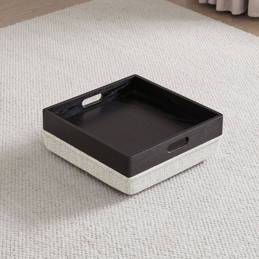 Cube Storage Ottoman in Fabric and Leather Blend