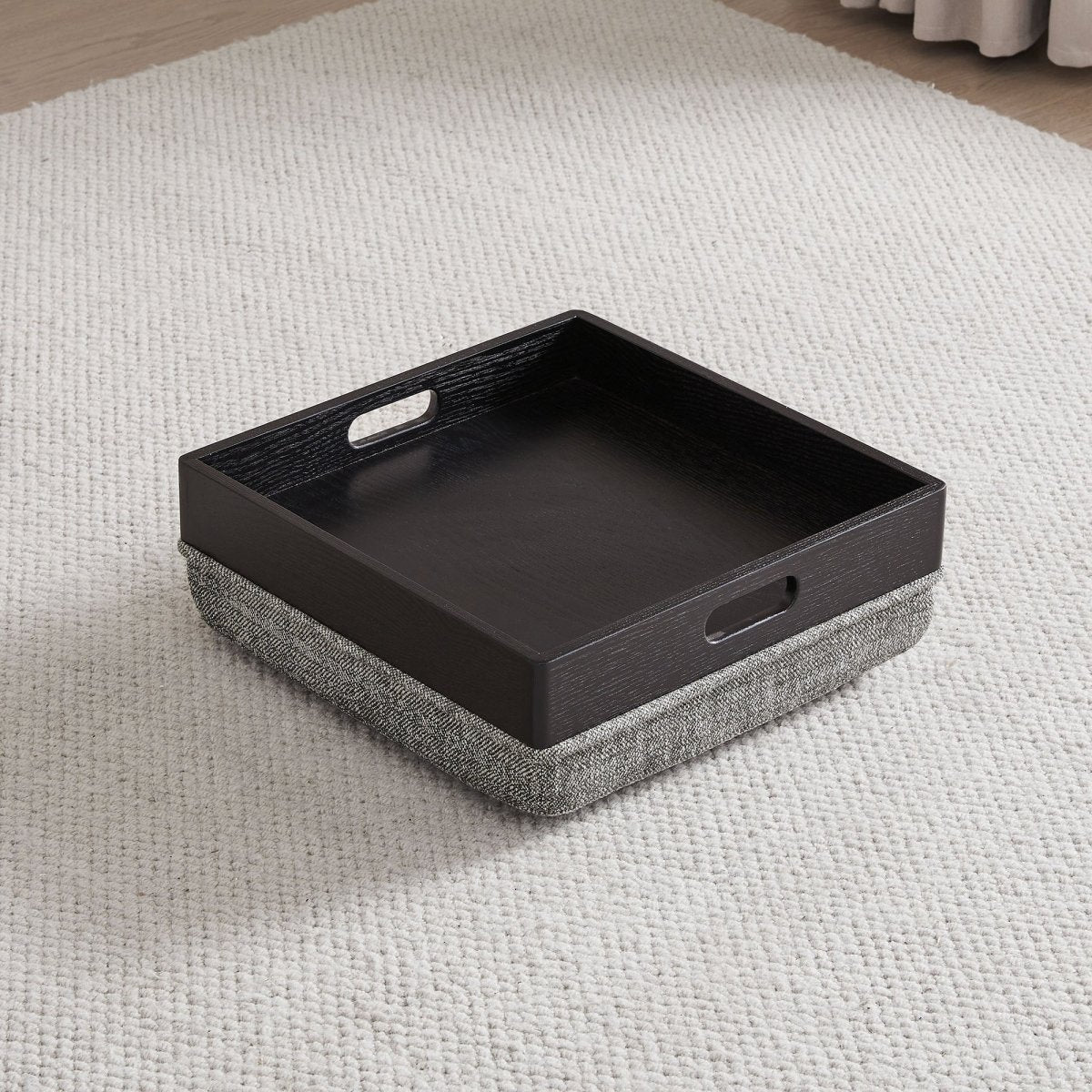 Cube Storage Ottoman in Fabric and Leather Blend