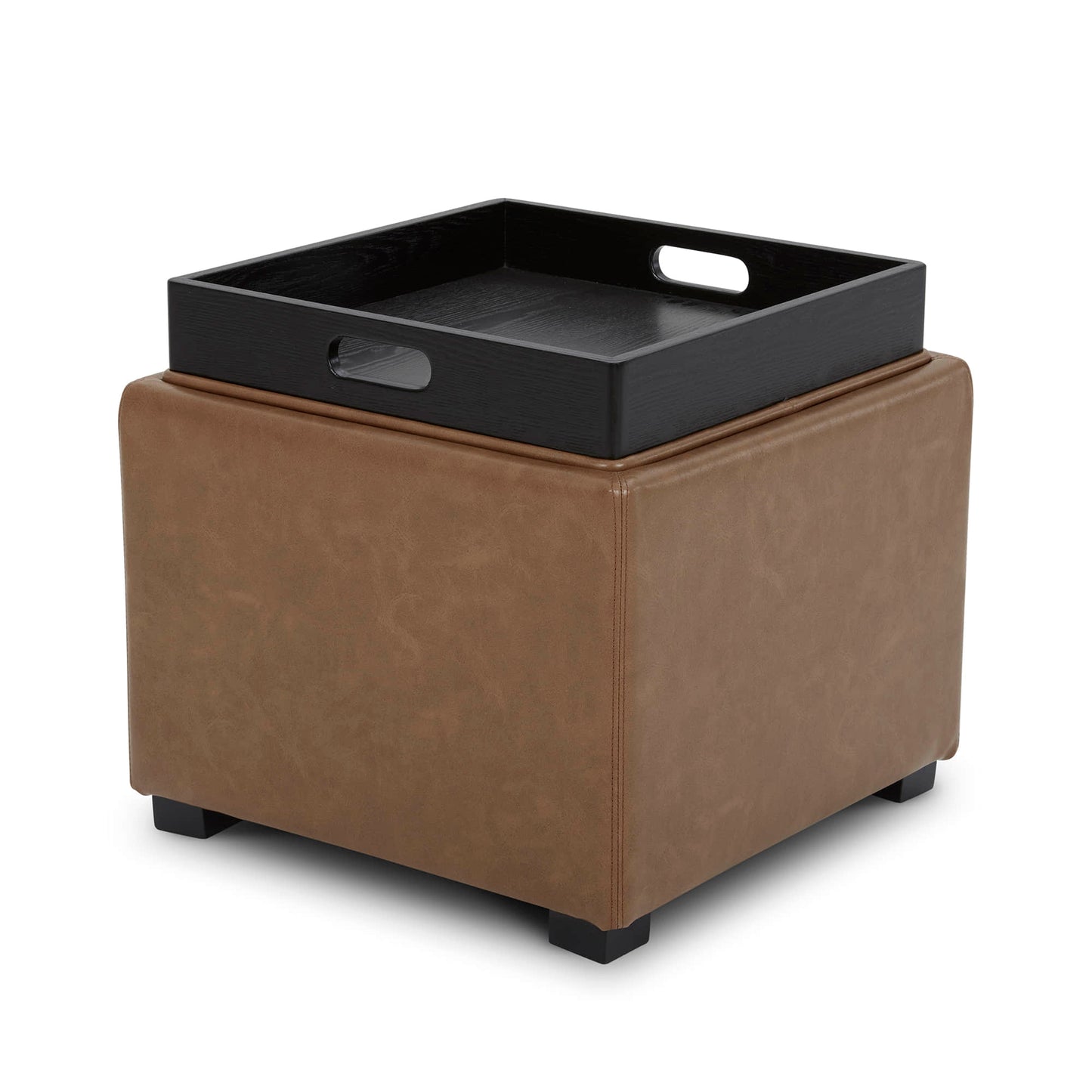 Cube Storage Ottoman in Fabric and Leather Blend