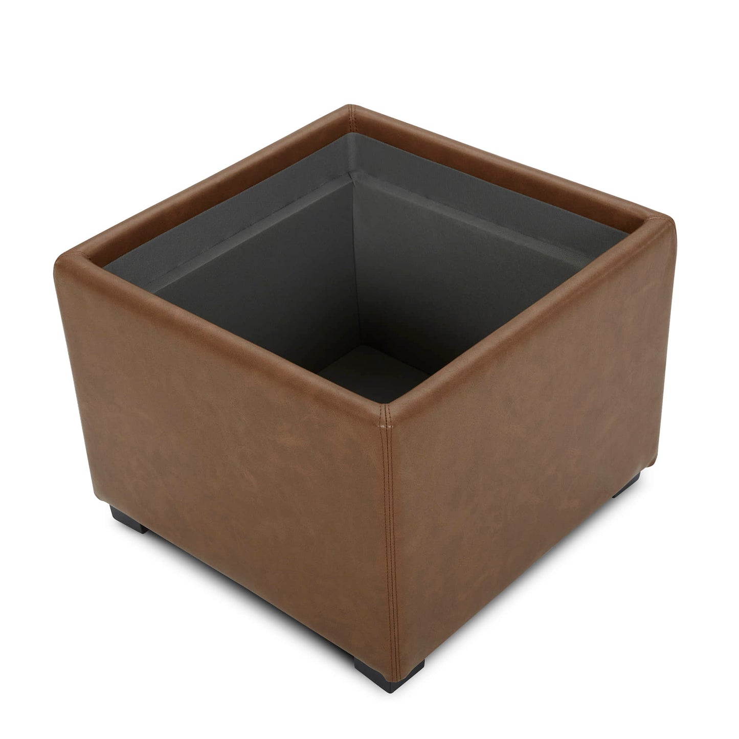 Cube Storage Ottoman in Fabric and Leather Blend