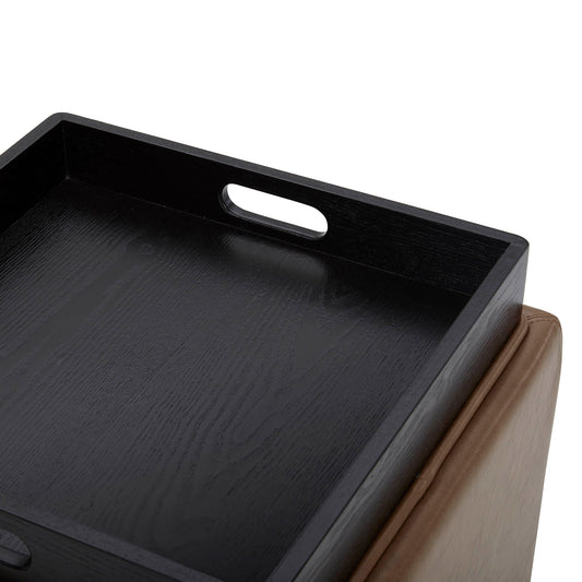 Cube Storage Ottoman in Fabric and Leather Blend