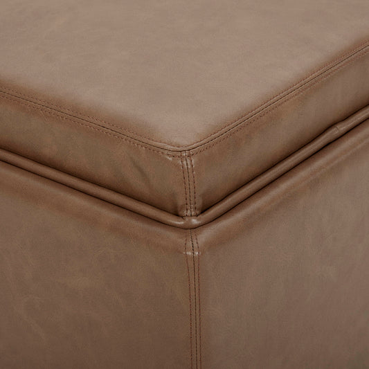 Cube Storage Ottoman in Fabric and Leather Blend