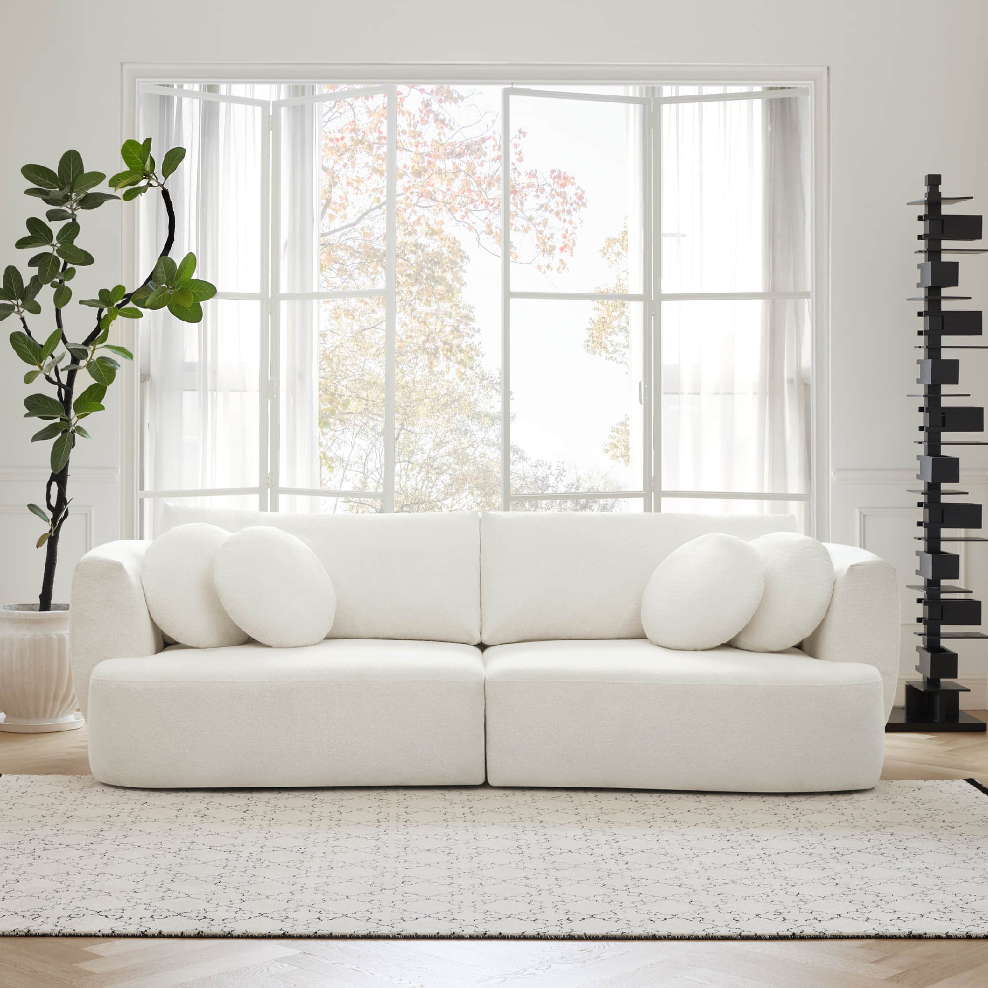 Curved 2-Seat Modular Sofa with Generous Dimensions