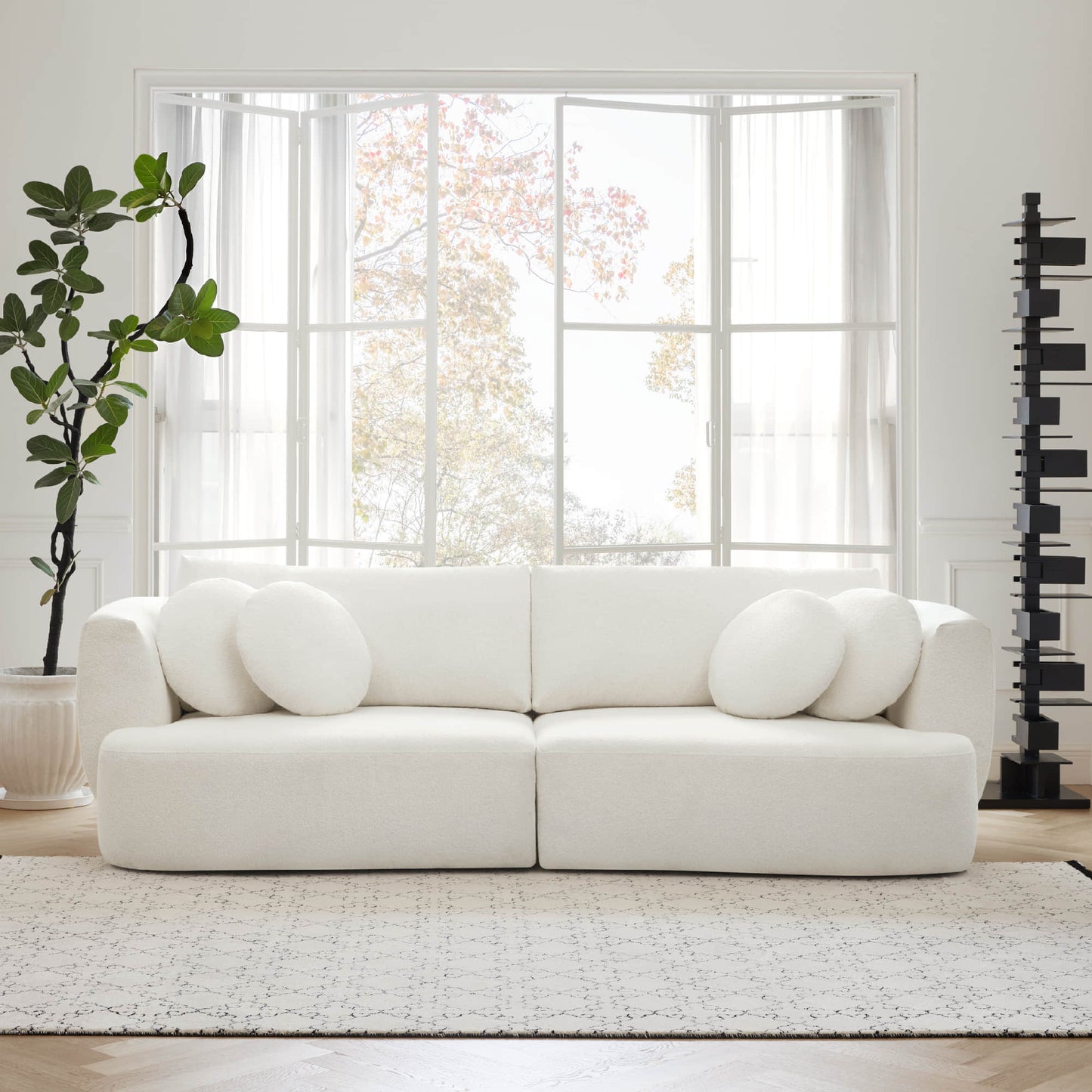 Curved 2-Seat Modular Sofa with Generous Dimensions