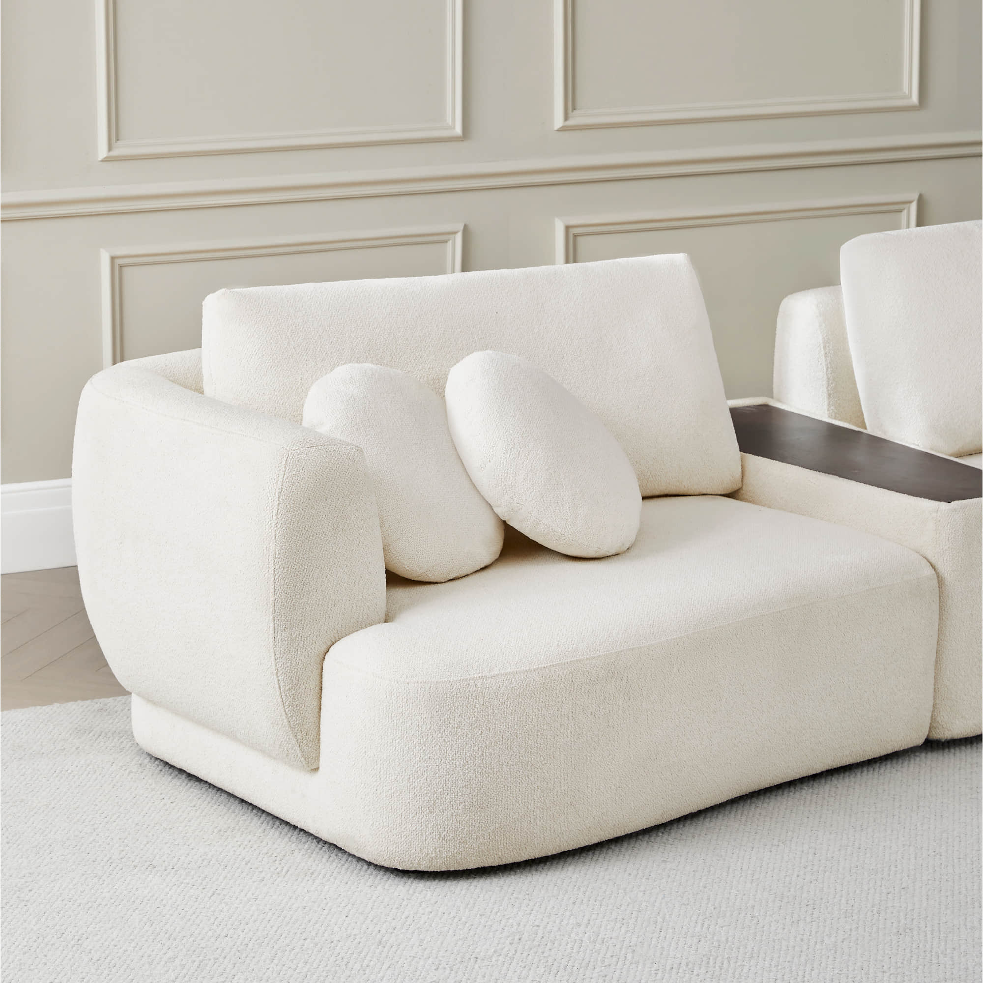 Curved 2-Seat Modular Sofa with Generous Dimensions