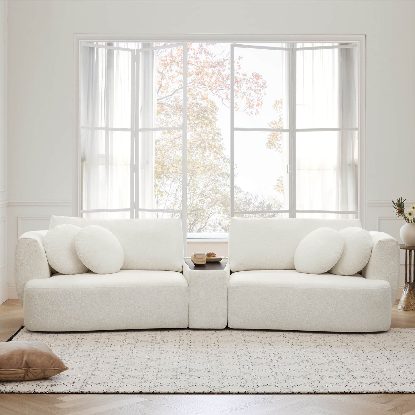 Curved 2-Seat Modular Sofa with Generous Dimensions