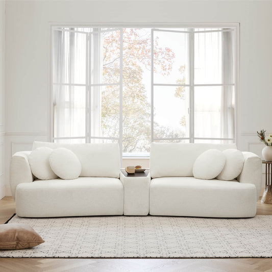 Curved 2-Seat Modular Sofa with Generous Dimensions