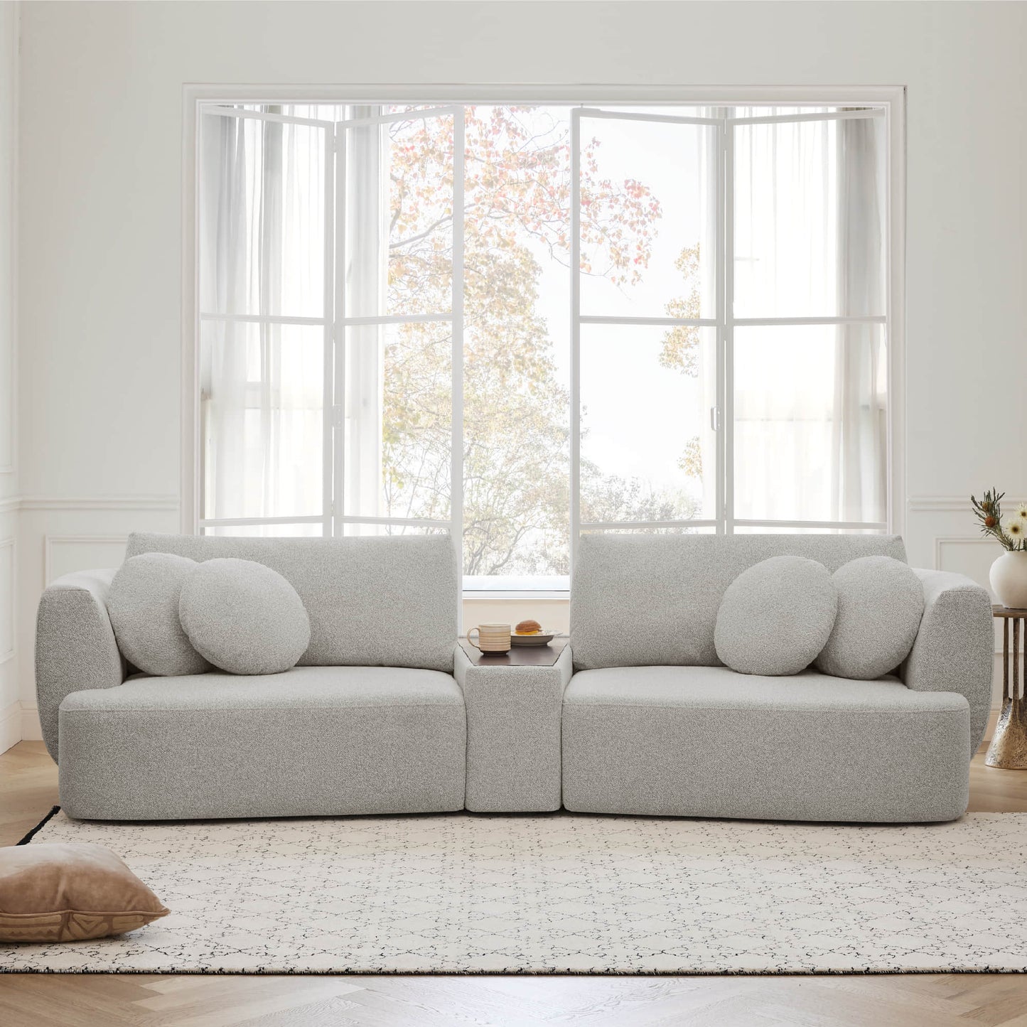 Curved 2-Seat Modular Sofa with Generous Dimensions